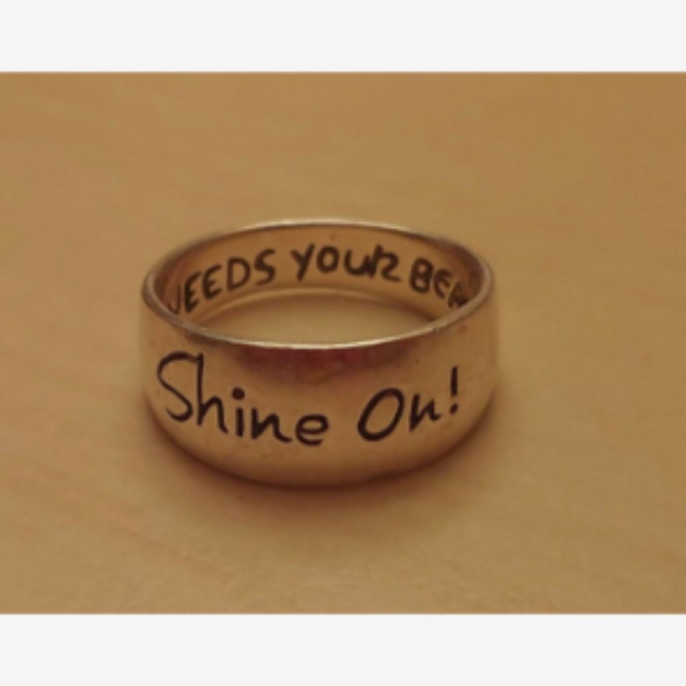 Sterling Silver "Shine On!" Engraved Ring (Size 8)